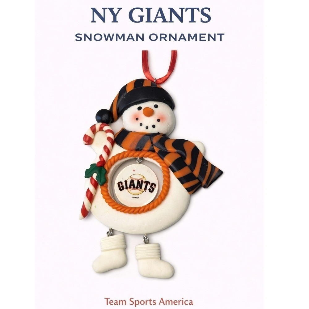 Team Sports America NY Giants Snowman Ornament Baseball Christmas‎ Decor Orange